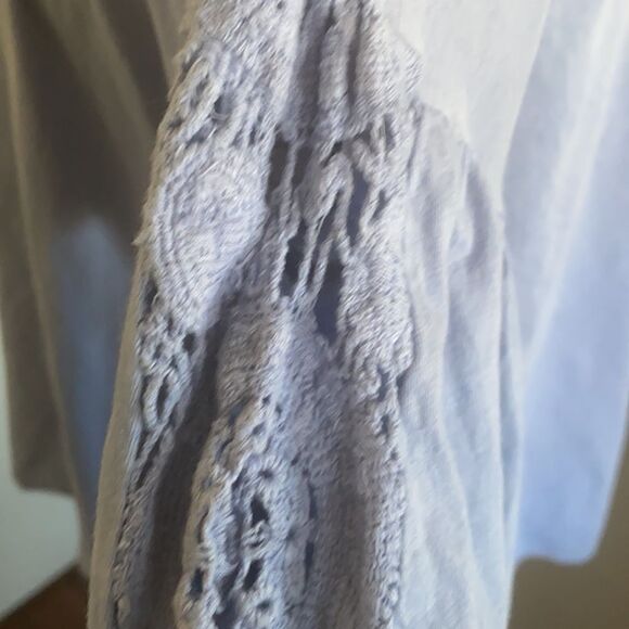 Urban Outfitters Boho Blue Belle Peasant Crochet Sleeve Top Contemporary Casual - Picture 12 of 14